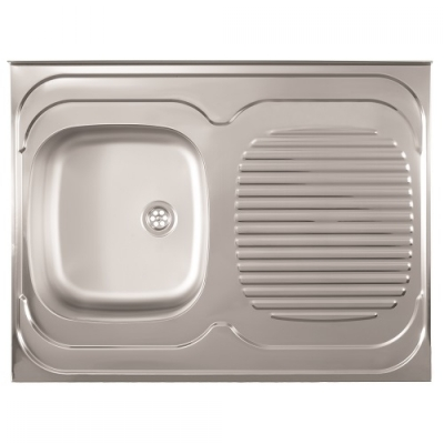 STANDARD L INOX SUDOPER NASADNI lijevi jednodijel.80x60x16,5cm/bez sifona fi60mm