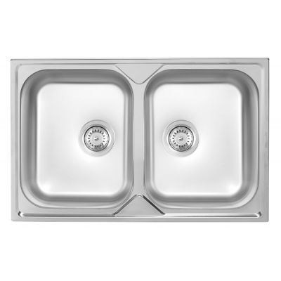 AURORA 2D INOX SUDOPER dvodijelni 79x50x19cm/sa sifonom fi90mm
