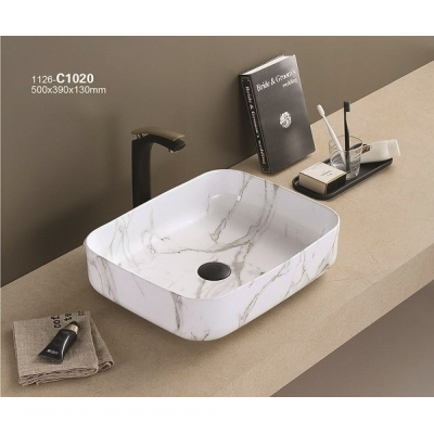 KIMIC ZDJELASTI UMIVAONIK ovalni White Stone 50x39x13cm
