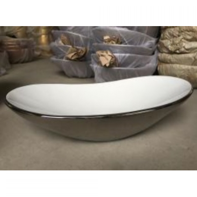 KIMIC ZDJELASTI UMIVAONIK ovalni srebrno-bijeli 62x34x14,5cm