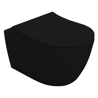 RONDO WC ŠKOLJKA VISEĆA RIMLESS bez bočnih otvora - MATT BLACK