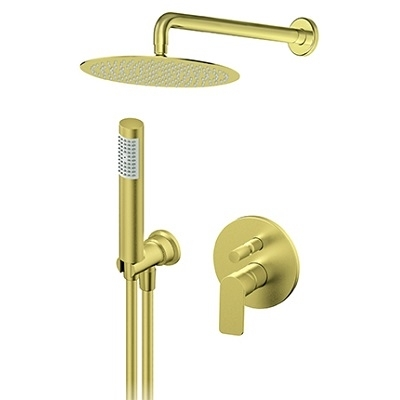 S2 GOLD PODŽB.MJEŠALICA sa zidnim i ručnim tušem (kružna ruža d.250mm) zlatna