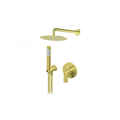 S2 GOLD PODŽB.MJEŠALICA sa zidnim i ručnim tušem (kružna ruža d.250mm) zlatna