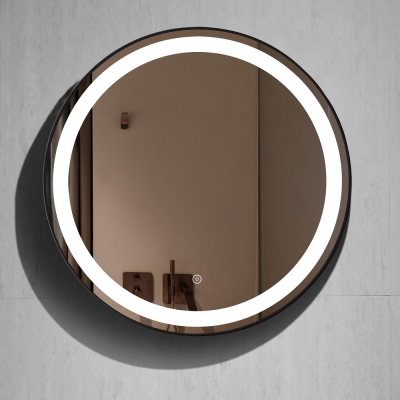 JANNT OGLEDALO fi 600, LED-TOUCH SENSOR, debljina 5mm-okruglo-CRNI OKVIR