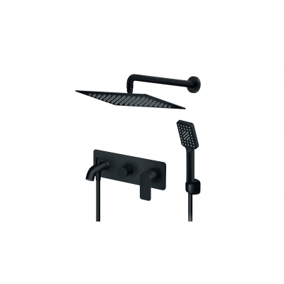 S2 BLACK PODŽB.MJEŠALICA sa izljevom, zid. i ruč. tušem (INOX ruža 200x300) crna