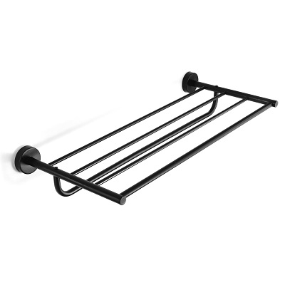 EXTRA POLICA ZA RUČNIKE MATT BLACK 50x25cm SA DRŽAČEM RUČNIKA