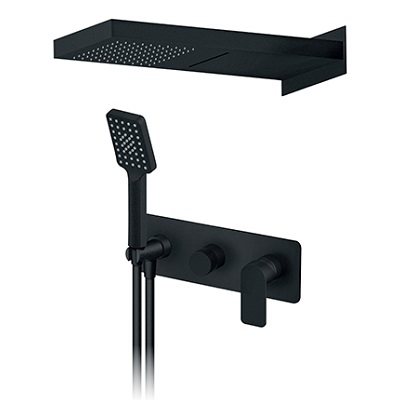 S2 BLACK PODŽBUKNA MJEŠALICA sa ručnim tušem i slapom (500x220mm) crna S2 BLACK PODŽBUKNA MJEŠALICA sa ručnim tušem i slapom (500x220mm) crna