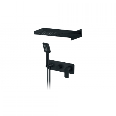 S2 BLACK PODŽBUKNA MJEŠALICA sa ručnim tušem i slapom (500x220mm) crna
