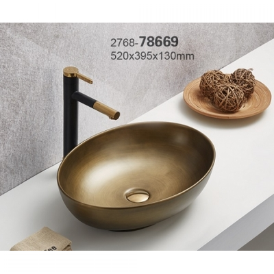 KIMIC ZDJELASTI OVALNI UMIVAONIK Matt Bronze 52x39,5x13cm