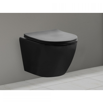 EVEREST WC ŠKOLJKA RIMLESS KONZOLNA MATT CRNA + WC DASKA SOFT CLOSE-MATT CRNA