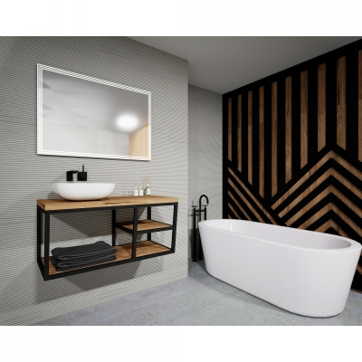 KUPAONSKA BAZA LOFT 100cm tamni hrast/crno metalno postolje
