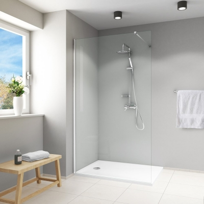 WALK-IN STIJENA 140x200cm, KROM PROFIL, PROZIRNO STAKLO 8mm