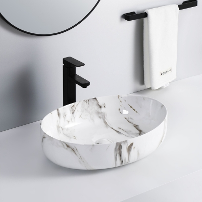 EVEREST UMIVAONIK 550x415x140mm, ZDJELASTI, bijeli mramor, OVALNI