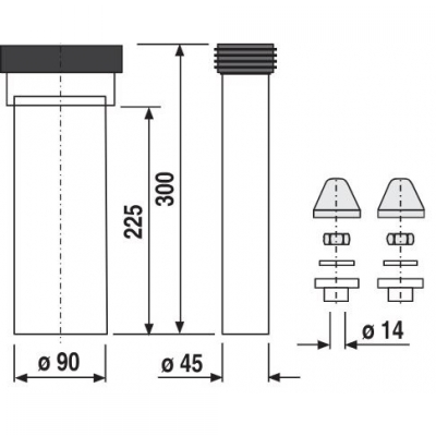 JIKA PRODUŽNI SET ZA KONZOLNI WC fi 90/fi 45 300mm JIKA PRODUŽNI SET ZA KONZOLNI WC fi 90/fi 45 300mm