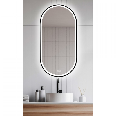 PROSPEROUS OGLEDALO 1100x500, LED TOUCH & FOG FREE, CRNI OKVIR