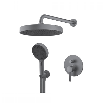 GEE.O MJEŠALICA ZA TUŠ KADU PODŽBUKNA, zidni i ručni tuš GUN METAL SIVA