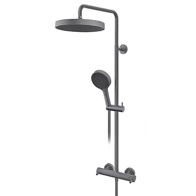 GEE.O MJEŠALICA ZA TUŠ KADU usponski i ručni tuš GUN METAL SIVA