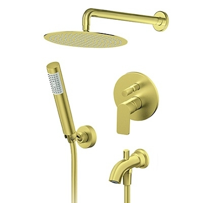 S2 GOLD PODŽBUKNA MJEŠALICA izljev, ručni i zidni tuš (kružna ruža d.250mm) S2 GOLD PODŽBUKNA MJEŠALICA izljev, ručni i zidni tuš (kružna ruža d.250mm)