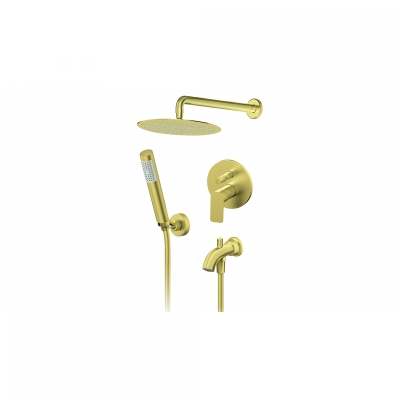 S2 GOLD PODŽBUKNA MJEŠALICA izljev, ručni i zidni tuš (kružna ruža d.250mm) S2 GOLD PODŽBUKNA MJEŠALICA izljev, ručni i zidni tuš (kružna ruža d.250mm)