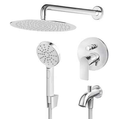 S2 PODŽBUKNA MJEŠALICA sa izljevom, zidnim i ručnim tušem (kružna ruža d.300mm)