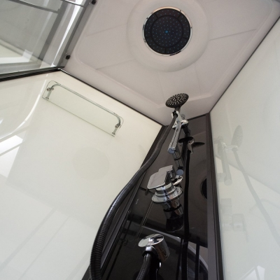 MARINE 900 ZATVORENA TUŠ KABINA kvadratna 90x90x219cm crni profil/proz.staklo