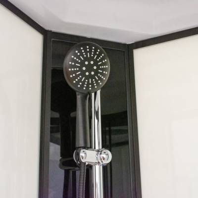 LANETA 900 ZATVORENA TUŠ KABINA polukružna 90x90x219cm crni profil/proz.staklo