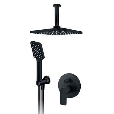 S2 BLACK PODŽB.MJEŠALICA sa stropnim i ručnim tušem (tuš ruža 210x210mm